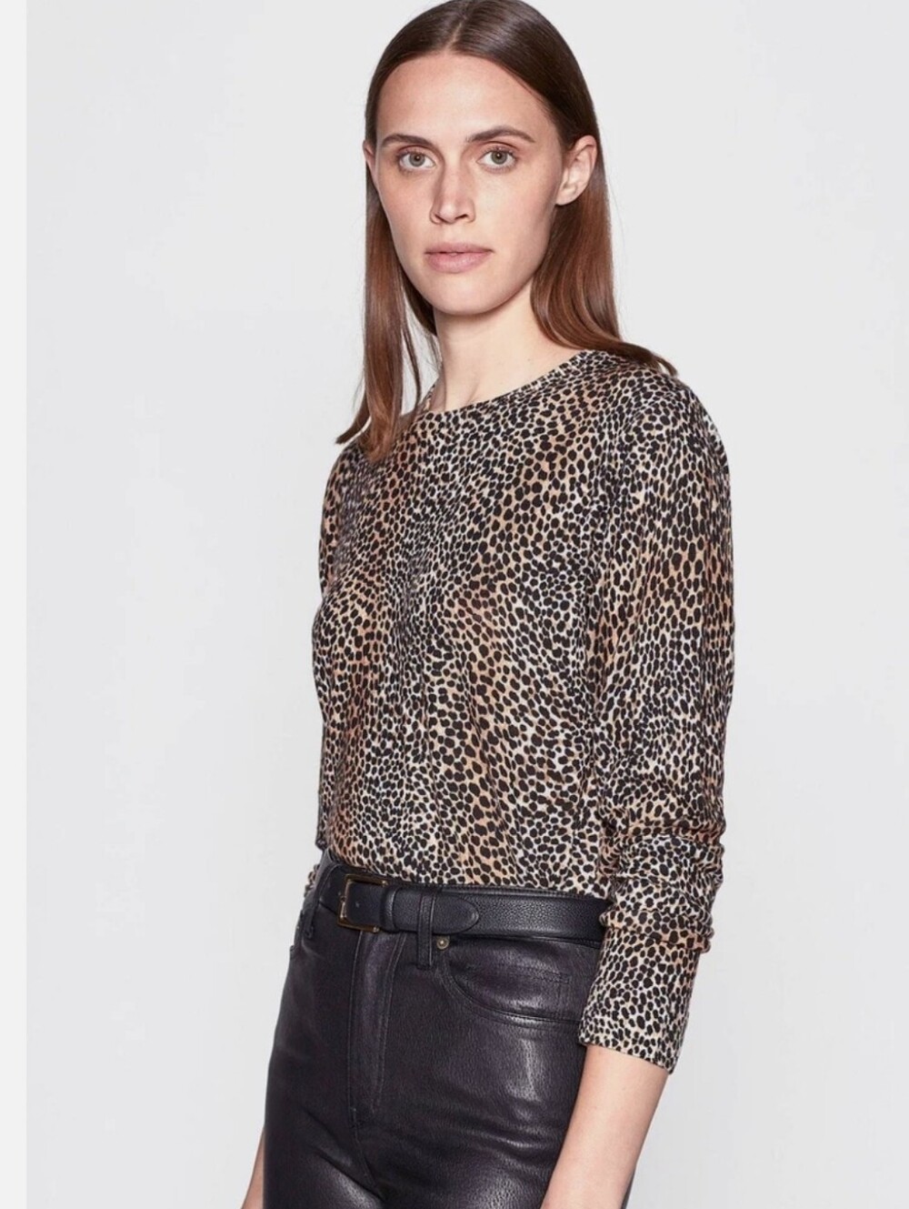Equipment Raydon Wool Leopard Print Long Sleeve Sweater Top XS